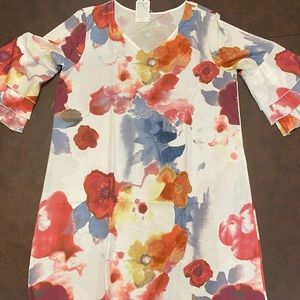 Watercolor V-Neck Mini kength Dress